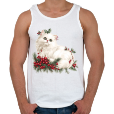 PRINTFASHION karácsony fehér cica - Férfi atléta - Fehér