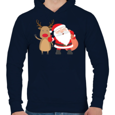 PRINTFASHION Karácsony - Férfi kapucnis pulóver - Sötétkék