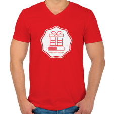 PRINTFASHION KARÁCSONY LOADING - Férfi V-nyakú póló - Piros férfi póló
