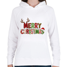 PRINTFASHION Karácsony Merry Christmas - Női kapucnis pulóver - Fehér női pulóver, kardigán