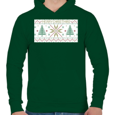 PRINTFASHION Karácsony mintázat - Férfi kapucnis pulóver - Sötétzöld férfi pulóver, kardigán