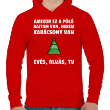 PRINTFASHION KARÁCSONY MODE ON - Férfi kapucnis pulóver - Piros férfi pulóver, kardigán
