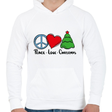 PRINTFASHION Karácsony - peace love christmas - Férfi kapucnis pulóver - Fehér férfi pulóver, kardigán