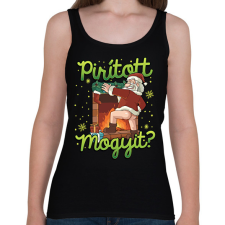 PRINTFASHION Karácsony Pirított mogyi Mikulás - Női atléta - Fekete női trikó