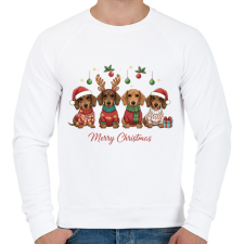 PRINTFASHION karácsony tacskós - Férfi pulóver - Fehér férfi pulóver, kardigán