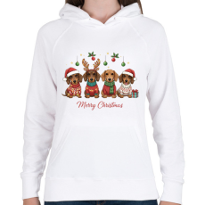 PRINTFASHION karácsony tacskós - Női kapucnis pulóver - Fehér