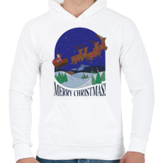 PRINTFASHION Karácsony télapó szánon - Férfi kapucnis pulóver - Fehér