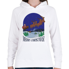 PRINTFASHION Karácsony télapó szánon - Női kapucnis pulóver - Fehér
