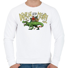 PRINTFASHION Karácsony - Tépapó dínóval érkezik - Férfi pulóver - Fehér férfi pulóver, kardigán