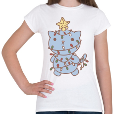 PRINTFASHION Karácsonyfa cica - Női póló - Fehér
