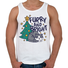 PRINTFASHION Karácsonyfa és cica - furry and bright - Férfi atléta - Fehér