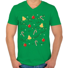 PRINTFASHION Karácsonyfa jelmez - Férfi V-nyakú póló - Zöld