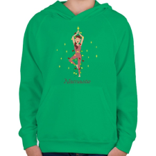 PRINTFASHION Karácsonyfa jóga póz - Gyerek kapucnis pulóver - Zöld gyerek pulóver, kardigán