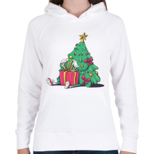 PRINTFASHION Karácsonyfa - Női kapucnis pulóver - Fehér női pulóver, kardigán