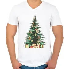 PRINTFASHION Karácsonyfánk - Férfi V-nyakú póló - Fehér férfi póló