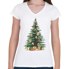 PRINTFASHION Karácsonyfánk - Női V-nyakú póló - Fehér női póló
