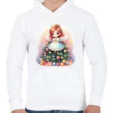 PRINTFASHION Karácsonyi angyal - Férfi kapucnis pulóver - Fehér férfi pulóver, kardigán