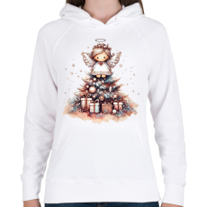 PRINTFASHION Karácsonyi angyal - Női kapucnis pulóver - Fehér