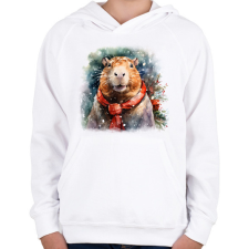 PRINTFASHION Karácsonyi capybara - Gyerek kapucnis pulóver - Fehér gyerek pulóver, kardigán