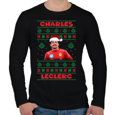 PRINTFASHION Karácsonyi Charles Leclerc - Férfi hosszú ujjú póló - Fekete