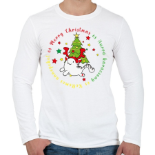 PRINTFASHION Karácsonyi - cica 1 - Férfi hosszú ujjú póló - Fehér férfi póló