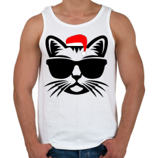 PRINTFASHION Karácsonyi Cica  - Férfi atléta - Fehér