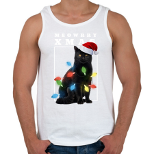 PRINTFASHION Karácsonyi cica - Férfi atléta - Fehér atléta, trikó