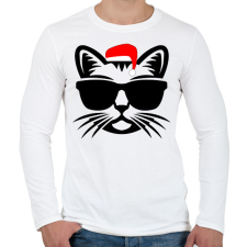 PRINTFASHION Karácsonyi Cica  - Férfi hosszú ujjú póló - Fehér férfi póló