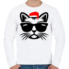 PRINTFASHION Karácsonyi cica - Férfi pulóver - Fehér
