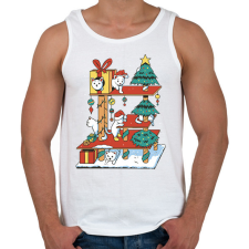 PRINTFASHION Karácsonyi cica ház - Férfi atléta - Fehér atléta, trikó