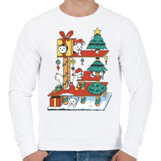 PRINTFASHION Karácsonyi cica ház - Férfi pulóver - Fehér