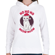 PRINTFASHION Karácsonyi Cica Ho Ho Ho - Női kapucnis pulóver - Fehér női pulóver, kardigán