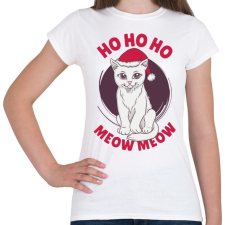 PRINTFASHION Karácsonyi Cica Ho Ho Ho - Női póló - Fehér női póló