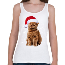 PRINTFASHION Karácsonyi cica - Női atléta - Fehér női trikó