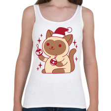 PRINTFASHION Karácsonyi cica - Női atléta - Fehér női trikó