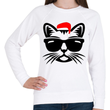PRINTFASHION Karácsonyi cica - Női pulóver - Fehér női pulóver, kardigán