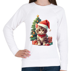 PRINTFASHION Karácsonyi cica - Női pulóver - Fehér