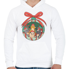 PRINTFASHION Karácsonyi cicák - Férfi kapucnis pulóver - Fehér