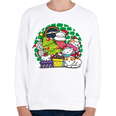 PRINTFASHION Karácsonyi cicás- Meowy - Gyerek pulóver - Fehér