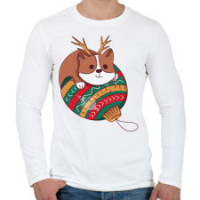 PRINTFASHION Karácsonyi corgi  - Férfi hosszú ujjú póló - Fehér férfi póló