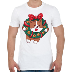 PRINTFASHION Karácsonyi corgi - Férfi póló - Fehér