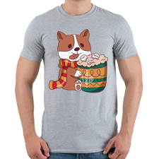 PRINTFASHION Karácsonyi corgi - Férfi póló - Sport szürke férfi póló