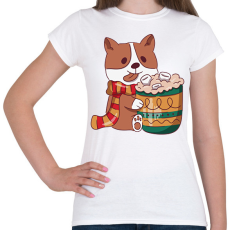 PRINTFASHION Karácsonyi corgi - Női póló - Fehér