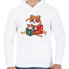 PRINTFASHION Karácsonyi corgik - Férfi kapucnis pulóver - Fehér férfi pulóver, kardigán