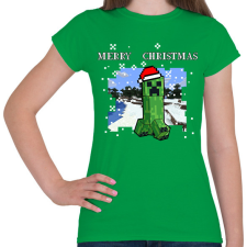 PRINTFASHION karácsonyi creeper - Női póló - Zöld női póló