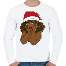 PRINTFASHION Karácsonyi csajszi - Férfi pulóver - Fehér férfi pulóver, kardigán