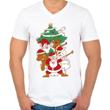 PRINTFASHION Karácsonyi csapat - Férfi V-nyakú póló - Fehér férfi póló
