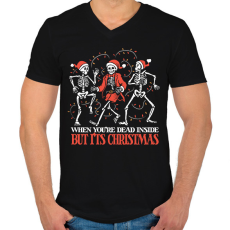 PRINTFASHION Karácsonyi csapatás - Férfi V-nyakú póló - Fekete