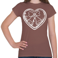 PRINTFASHION Karácsonyi csengős szív - Női póló - Mogyoróbarna