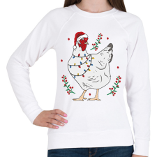 PRINTFASHION Karácsonyi csirke - Női pulóver - Fehér női pulóver, kardigán